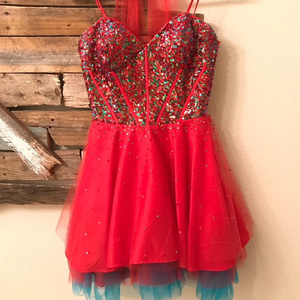Red and Blue Party Dress